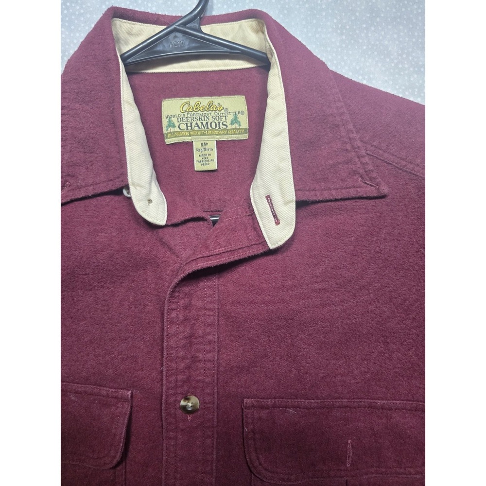 Vintage Cabela's Deerskin Soft Chamois Men's Small Red Button Up Regular Fit